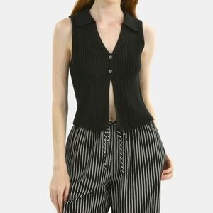 No Boundaries Black Ribbed Sleeveless Blouse